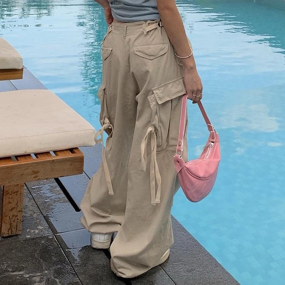 Rare! Imported Korean designer loose fit bow tie cargo pants 🎀